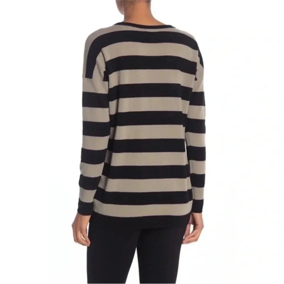 Vince Wide Stripe 100% Cashmere Drop Shoulder Oversized Pullover Sweater - Picture 2 of 11